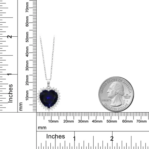 Vista 4 de Gem Stone King Collar de corazón de plata de ley 925 Collar con colgante de halo de amor para mujer 1/2 pulgada con cadena de plata