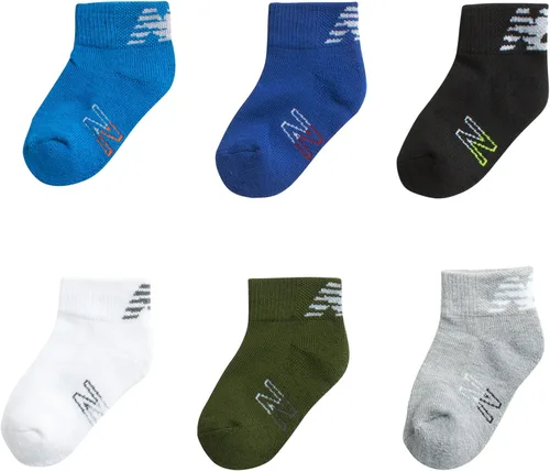 Vista 4 de New Balance Calcetines para bebé, paquete de 6 calcetines acolchados de corte de un cuarto (bebébebé)