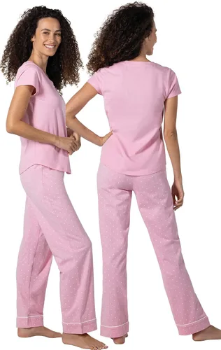 Vista 2 de PajamaGram Pijama de algodón para mujer - Conjunto de pijama capri para mujer, 100% algodón