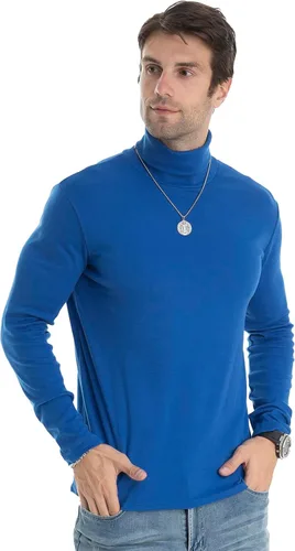 Vista 68 de Camiseta de manga larga para hombre, ajustada, ligera, con cuello de tortuga