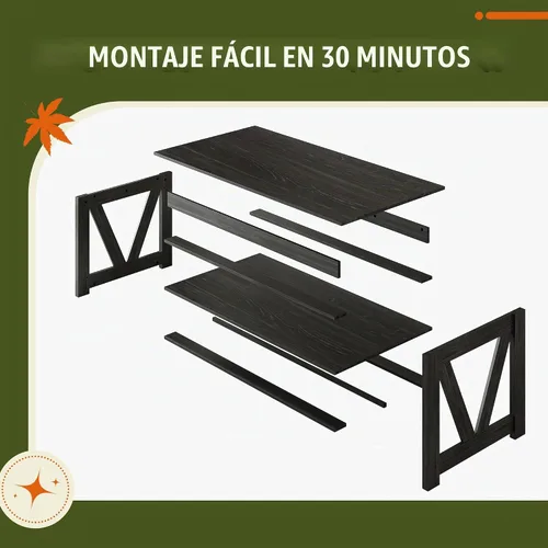 Vista 8 de WLIVE Mesa de Centro, Mesa de Centro Estilo Granja de 43" con Estante de Almacenamiento y Soporte Resistente en Forma de V, Mesa Central de Madera