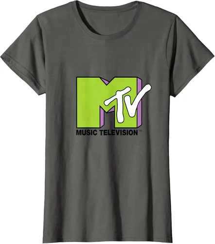Vista 57 de Camiseta de tratamiento de relleno con logotipo MTV verde lima y morado, Negro, S Azul Marino