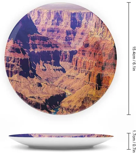 Vista 2 de Plato decorativo de 6 pulgadas, artesanía de cerámica del cañón, Gran Cañón en Arizona, Sublime impresión tribal paisaje de cerámica para colgar