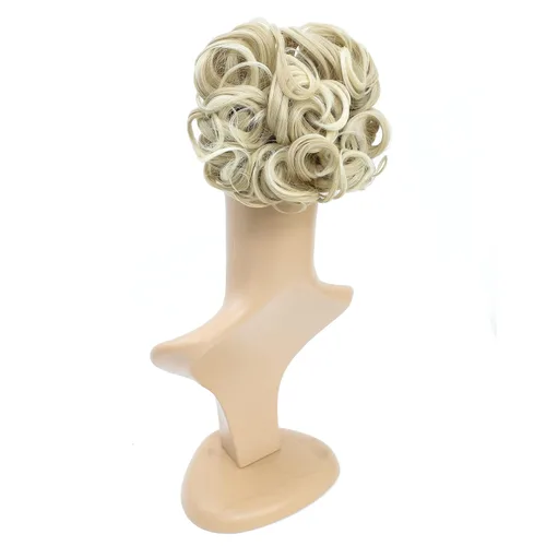 Vista 5 de SWACC Extensión de Moño de Cabello Rizado Corto y Desordenado, Peines de Cabello Fáciles de Estirar, Extensión de Cola de Caballo con Clip, Coletero