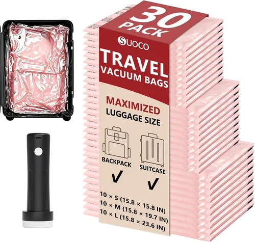 Vista 18 de Travel Vacuum Bags for Clothing with Cordless Pump 18 Combo, Black