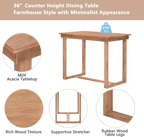 Vista 2 de Harper & Bright Designs Juego de mesa de comedor de 5 piezas con mesa de comedor rectangular y 4 sillas de comedor, juego de muebles de cocina