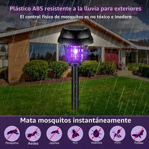 Vista 3 de Qualirey 12 piezas de exterminador solar de insectos al aire libre, impermeable, matamosquitos solar, para exteriores, lámpara repelente