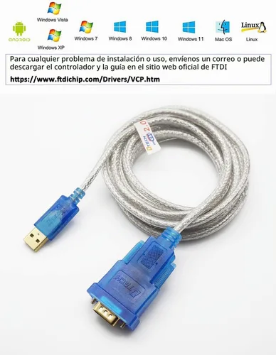 Vista 3 de DTECH Cable adaptador USB a serie con puerto macho RS232 DB9 chipset FTDI compatible con Windows 10 8 7 y Mac Linux - 4 pies