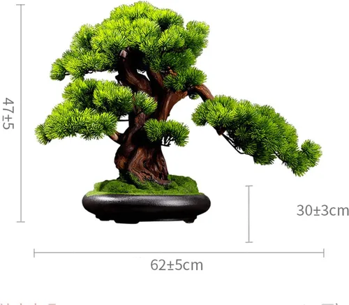 Vista 2 de Árbol bonsái artificial, árbol bonsái artificial, adorno de planta en maceta, simulación de bonsái, planta verde, decoración de plantas artificiales