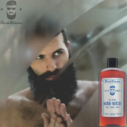 Vista 4 de BushKlawz Man Wash (13.5 oz, Active Prince) todo en uno Champú para barba y cuerpo acondicionador para barba aroma refrescante activo