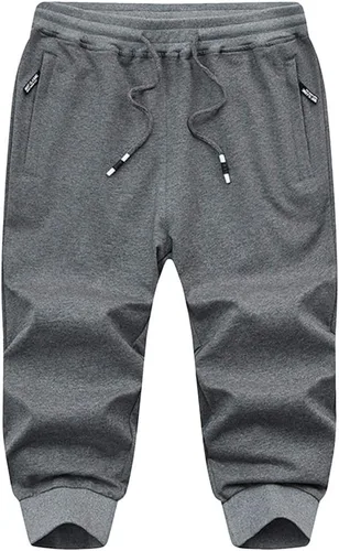 Vista 2 de MAGCOMSEN Pantalones capri de 34 para hombre con bolsillos con cremallera, ajustados, para entrenamiento, correr, entrenamiento, pantalones capri