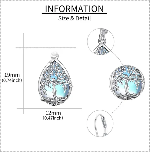 Vista 4 de ONEFINITY Aretes colgantes de plata de ley con el árbol de la vida para mujeres y niñas, regalos de Navidad