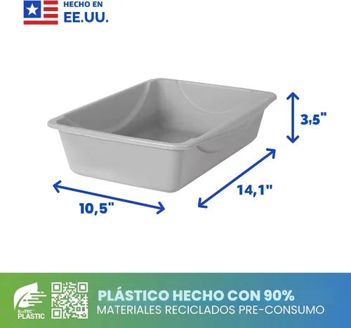 Vista 3 de Petmate Bandeja de arena, azul/gris, pequeña, fabricada en Estados Unidos