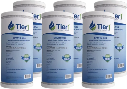 Vista 13 de Tier1 Filtro de agua de 0.5 micrones, 10 x 4.5 Cartucho de repuesto para filtro de bloque de carbono para toda la casa Reemplazo para filtro