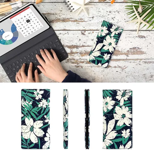 Vista 5 de HUA ANGEL Billeteras largas plegables Bolso largo delgado con hebilla magnética, 12 ranuras para tarjetas delgado para mujeres y niñas, Flores