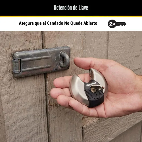 Vista 5 de Master Lock Magnum Candado de Disco de Acero Inoxidable de Servicio Pesado con Llaves, Cerradura de Almacenamiento de Servicio Pesado con Llave