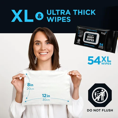 Vista 2 de Toallitas corporales para adultos – XL sin enjuague para ducha, paños de baño, baño sin perfume para ancianos, camping, gimnasio, viajes
