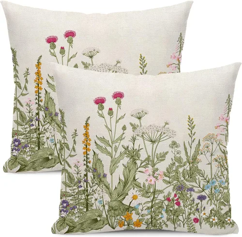 Vista 9 de CXMEIFLY Juego de 2 fundas de almohada de hojas florales de primavera de 16 x 16 pulgadas, para decoración de flores chinoiserie, almohadas