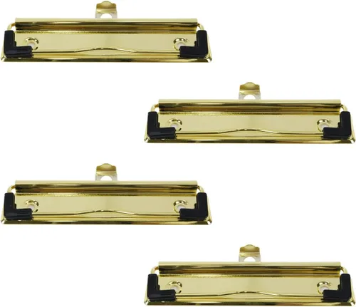 Vista 9 de 4 clips para portapapeles de 4.72 pulgadas de metal con agarre de goma y agujero para colgar para crear portapapeles de perfil bajo, tablero
