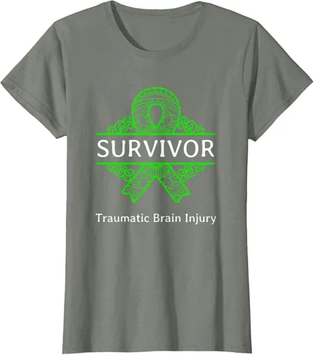 Vista 13 de Camiseta de concientización traumática con cinta verde para supervivientes de lesiones cerebrales, Negro, S