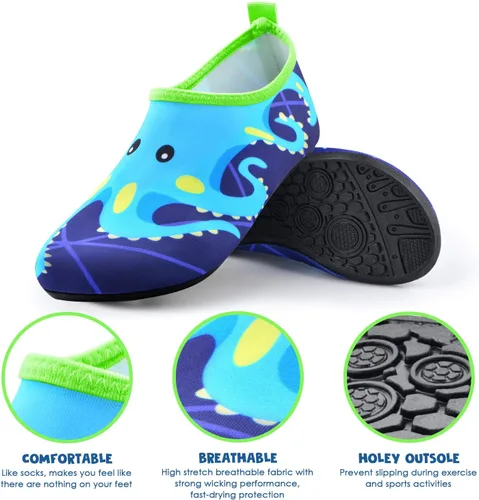 Vista 9 de Sunnywoo Zapatos de agua para niños y niñas, zapatos de natación para el agua, de secado rápido, antideslizantes, para la piel, zapatos deportivos