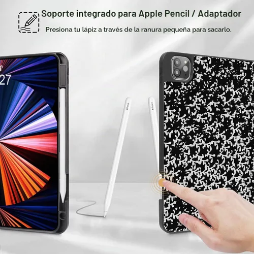Vista 3 de Tuiklol Funda para iPad Pro de 12.9 pulgadas 2022 2021 2020 2018 Negro (Black Book)
