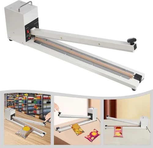 Vista 6 de Sellador térmico por impulso de 24 pulgadas con barra de sellado, máquina de sellado y corte de bolsas de alta resistencia, ancho de sellado