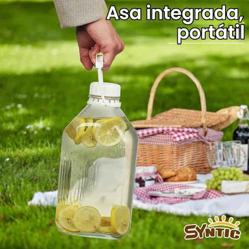 Vista 7 de Syntic - Botella de leche de vidrio de 64 onzas con tapa, mango y marcas de medición