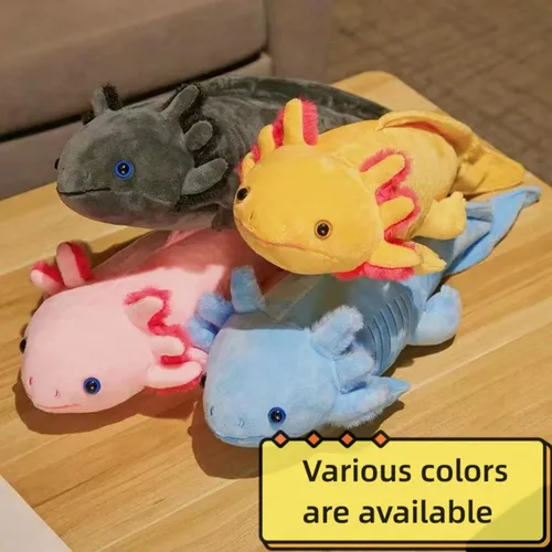 Vista 5 de FRANKIEZHOU Animal de peluche realista de ajolote rosa de 19 pulgadas, juguete de peluche de ajolote, animales de peluche de San Valentín, peluche