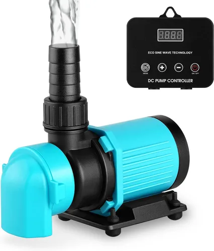 Vista 9 de Bomba de retorno para acuario de 400GPH con controlador de pantalla LCD, bomba de acuario DC 24V de 15W para acuario de agua salada y agua dulce