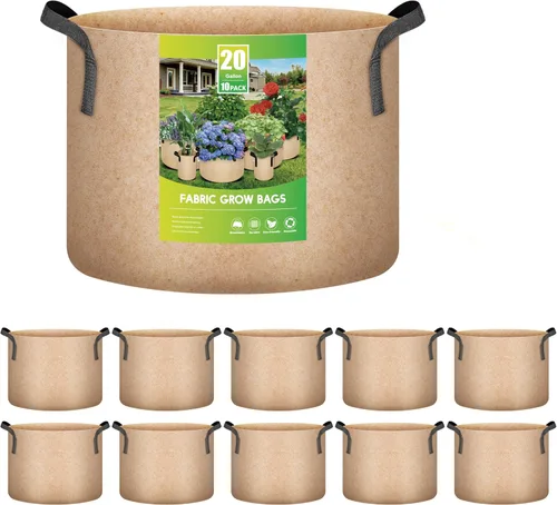 Vista 11 de iPower Paquete de 10 bolsas de 3 galones para plantas de tela no tejida gruesa resistente para cultivo de papas, contenedor duradero con aireación