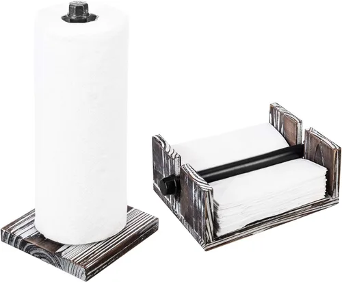 Vista 8 de MyGift Soporte para toallas de papel para debajo del gabinete, soporte para toallas de papel, montaje en pared, tubo industrial negro mate colgante
