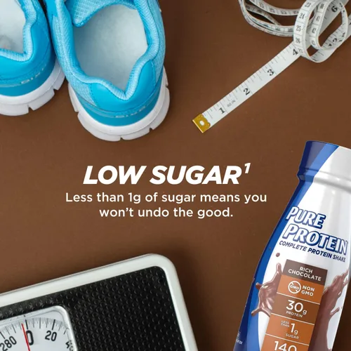 Vista 5 de Pure Protein Batido de proteína de chocolate, 1.06 oz de proteína completa, listo para beber y apto para dieta cetogénica, vitaminas A, C, D y E más