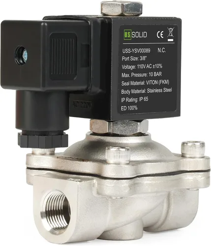 Vista 17 de U.S. Solid Válvula solenoide de latón de 1/2" -110V 120V AC, normalmente cerrada, válvula eléctrica de 10 bar para agua, aire, diesel