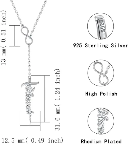 Vista 6 de Sariel Collar con colgante de cruz de fe, esperanza y amor de plata esterlina 925 para mujer, joyería cristiana para cumpleaños, Navidad, Navidad