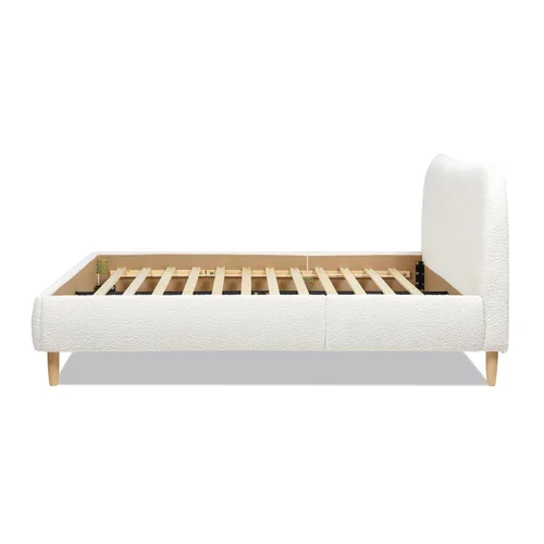 Vista 5 de Jennifer Taylor Home - Cabecero curvo romano de bouclé tapizado, marco de cama de plataforma moderna Boucle blanco marfil