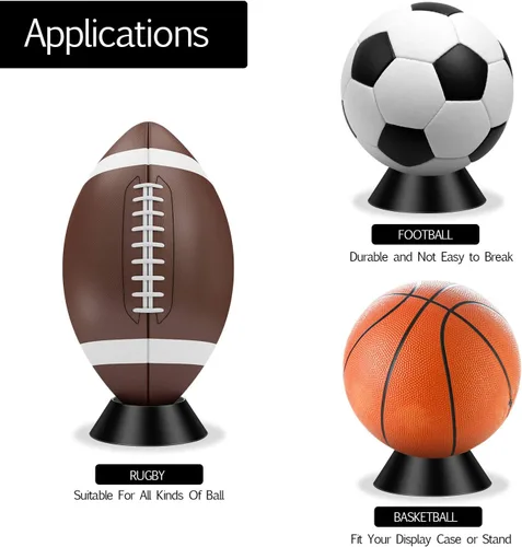 Vista 3 de Blulu Soporte de exhibición de bolas de memoria, 6 unidades, soporte de pedestal para fútbol, baloncesto, fútbol, voleibol, sóftbol, bolos (negro)