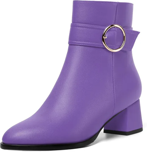 Vista 10 de MERRORI Botas altas de tacón bajo mate mate con cremallera y punta redonda para mujer, 2 pulgadas Beige
