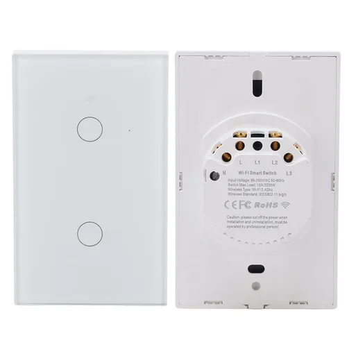 Vista 2 de Interruptor inteligente de 2 vías Interruptor de control de luz de pared (blanco estadounidense)
