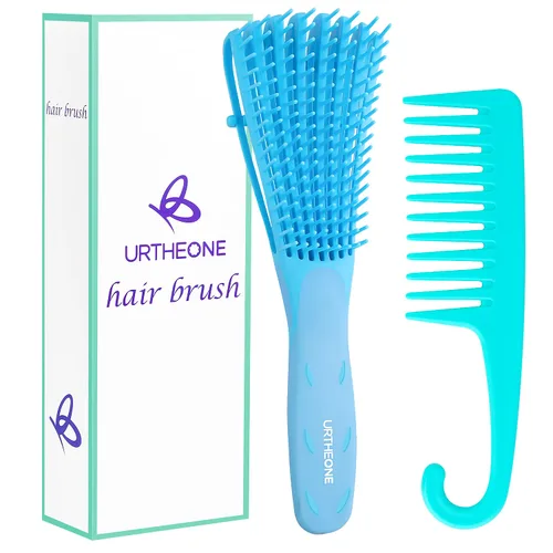 Vista 11 de Cepillo desenredante para el cabello, cepillo desenredante para adultos y niños, juego de peines para cabello rizado, ensortijado, afro y ondulado