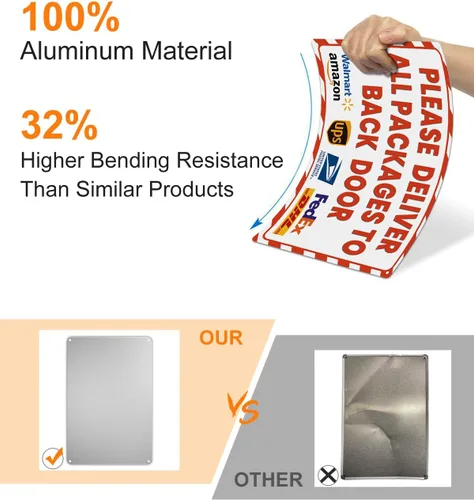 Vista 130 de ALKB - Letrero de entrega de paquetes de 8 x 12 pulgadas, entrega todos los paquetes aquí Letrero de aluminio libre de óxido para porche, puerta
