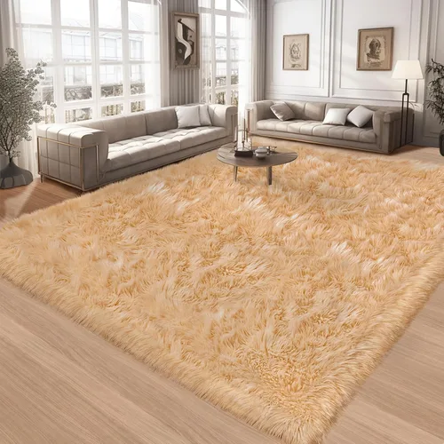 Vista 60 de Ciicool Alfombras de Piel de Oveja Sintética Suaves Alfombra de Piel Sintética Suave Beige Alfombra Esponjosa Funda para Silla y Sofá Alfombra