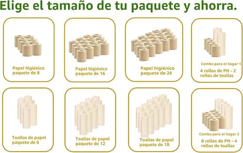 Vista 6 de Toallas de papel 100% de bambú, sin árboles, sin químicos, sin pelusas, duraderas, absorbentes, tamaño seleccionable de 2 capas, 90 hojas por rollo.