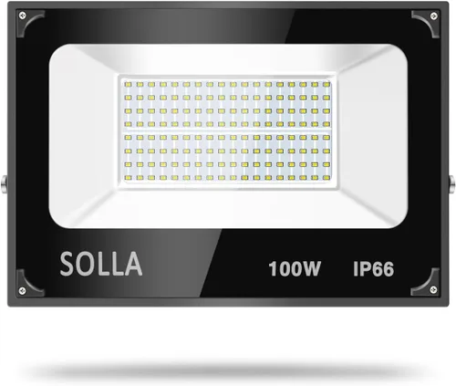 Vista 8 de SOLLA Paquete de 2 luces LED de 100 W, 10000 lm 3000 K, luz de inundación exterior blanca cálida, lámpara de inundación para interiores