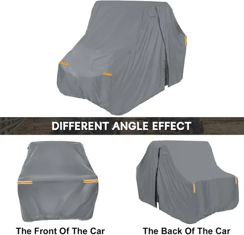 Vista 4 de Funda impermeable UTV compatible con Can-am Defender de 2 plazas, 6 capas para todo tipo de clima, con rejillas de ventilación, cremallera de puerta