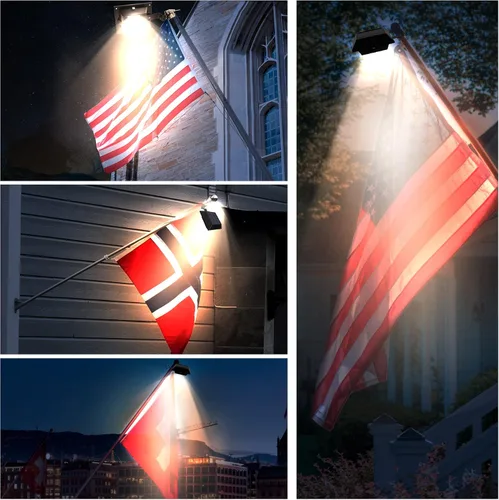 Vista 7 de Luz Solar para Asta de Bandera, Luz Blanca Cálida Brillante 3000K, Actualización de Luz para Asta de Bandera con Energía Solar para Asta de Bandera