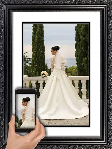 Vista 8 de ArtDirect Marco de madera ornamentado negro enmarcado personalizado de 12 x 12 pulgadas y tu foto o arte. Sube cualquier imagen y la imprimiremos