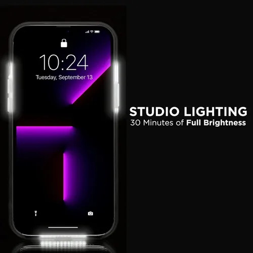 Vista 2 de LuMee Halo - Funda iluminada para selfie para iPhone 13 Pro Max - Iluminación LED ajustable incorporada - 6.7 pulgadas - Mármol blanco metálico rosa