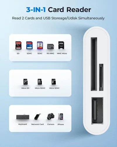 Vista 3 de Estación de acoplamiento USB-C para MacBook Pro/Air, Dual HDMI, USB-C Dock con 10Gbps, PD3.0, RJ45, 2xUSB 3.0, 2xUSB 2.0, SD/TF, Audio