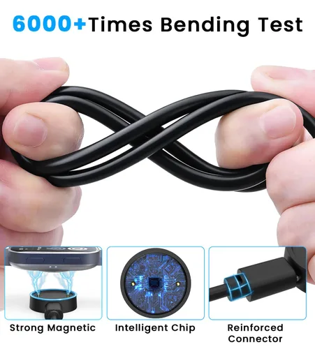 Vista 5 de Cable de carga USB compatible con Amazfit Bip 6/Active 2 cargador magnético de repuesto para reloj inteligente para accesorios Amazfit, 3.3 pies